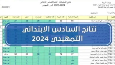 استخراج نتائج السادس التمهيدي