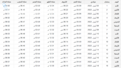 امساكية رمضان في الرياض