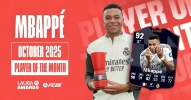 مبابي يتوج بجائزة لاعب الشهر في الدوري الإسباني للمرة الثانية مبابي يحصد جائزة لاعب الشهر في الدوري الإسباني للمرة الثانية تواليا