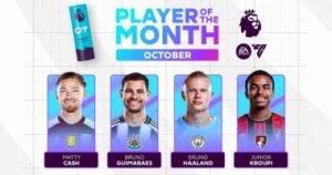 هالاند يتصدر المرشحين لجائزة لاعب الشهر فى الدوري الإنجليزي