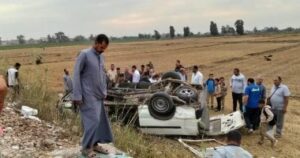 إصابة 8 أشخاص فى حادث انقلاب ميكروباص بطريق كفر الشيخ دسوق.. الأسماء