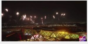 الألعاب النارية والليزر يزينان سماء المتحف المصري الكبير