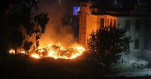 حريق فى مخلفات زراعية بحديقة المتحف الزراعى بالدقى.. صور