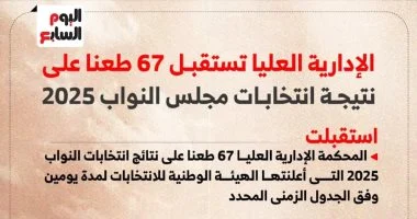 67 طعنا أمام الإدارية العليا على نتيجة انتخابات النواب 2025.. إنفوجراف