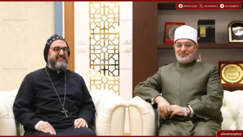 مفتي الجمهورية يستقبل كاهن الكنيسة السريانية للتهنئة بعيد الأضحى